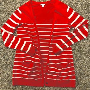 Gap Red & White Stripe Cardigan